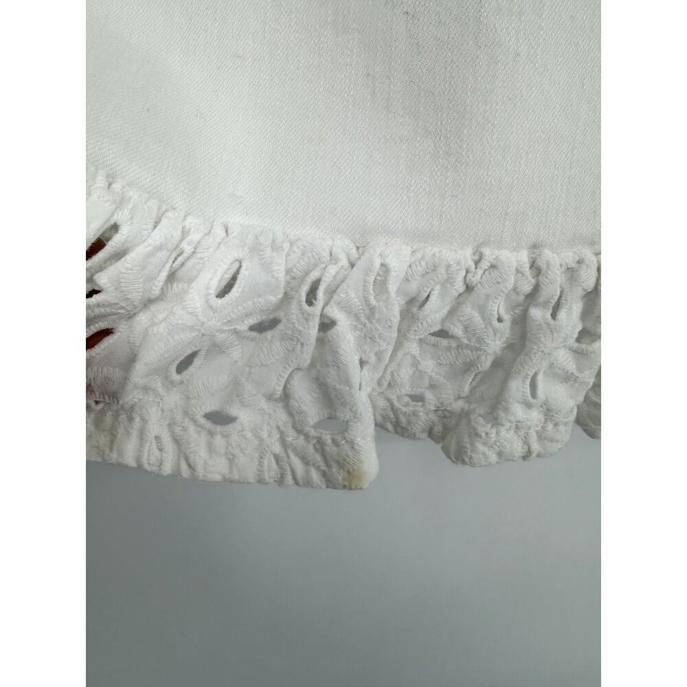 White Denim Y2K Skirt Ruffle Hem Eyelet Trim Coastal Cottagecore Women’s Sz 16 - Picture 5 of 7
